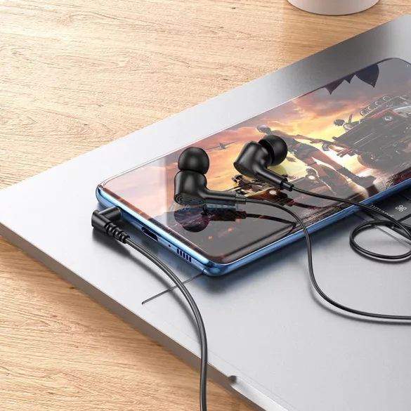 HOCO drót fülhallgató 3,5 mm-es jack mikrofonnal M102 fekete