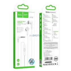   HOCO drót fülhallgató 3,5 mm-es jack mikrofonnal M102 fehér