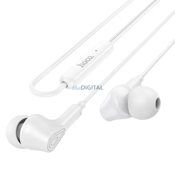 HOCO drót fülhallgató 3,5 mm-es jack mikrofonnal M102 fehér