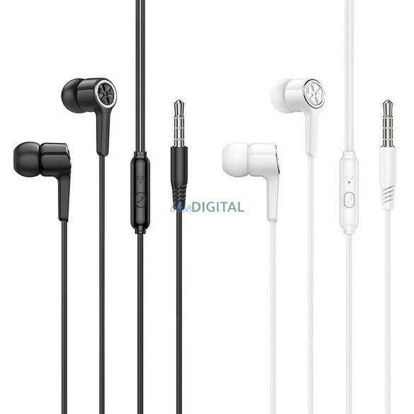 Hoco M104 vezetékes fülhallgató 3.5mm jack csatlakozóval, mikrofonnal - fehér