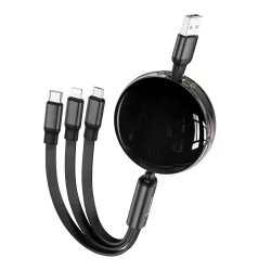   Hoco X78 USB-A - Lightning/microUSB/Type-C kábel 2A 1m - fekete