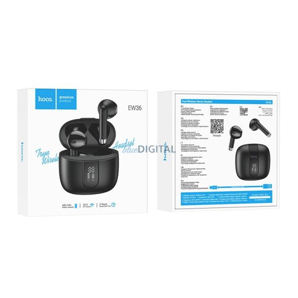 HOCO vezeték nélküli bluetooth headset TWS EW36 Delicate fekete