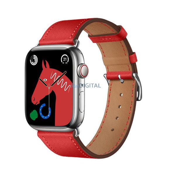 HOCO szíj az Apple Watch 42/44/45/49mm-es órájához Elegáns bőr WA17 piros