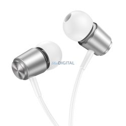   HOCO drót fülhallgató 3,5 mm-es jack mikrofonnal M108 ezüst