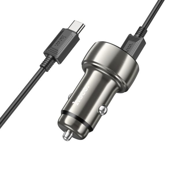 HOCO autós töltő USB QC 3.0 + Type-C + kábel Type-C Type-C PD 48W Leader Z50 fémszürke