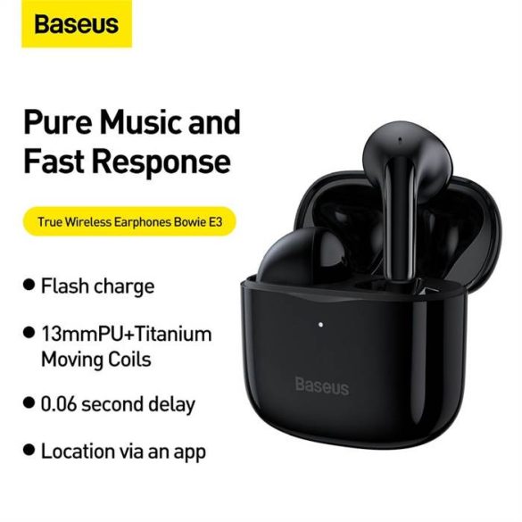 BASEUS True Wireless fülhallgató Bowie E3 Fekete NGTW080001