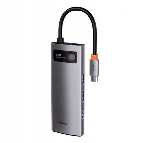 BASEUS HUB Multifunkciós 5in1 Type-C 3x USB3.0 / PD / PC / HDMI / 30Hz szürke WKWG020013