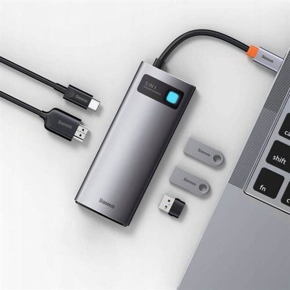 BASEUS HUB Multifunkciós 5in1 Type-C 3x USB3.0 / PD / PC / HDMI / 30Hz szürke WKWG020013