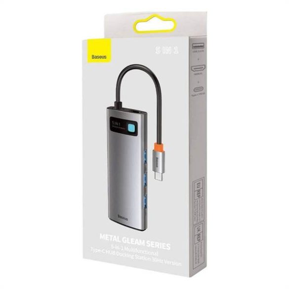 BASEUS HUB Multifunkciós 5in1 Type-C 3x USB3.0 / PD / PC / HDMI / 30Hz szürke WKWG020013