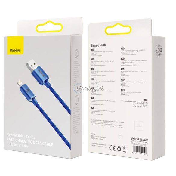 Baseus kábel USB kristály ragyog Iphone lightning 8-pin 2,4a cajy000003 1,2m kék