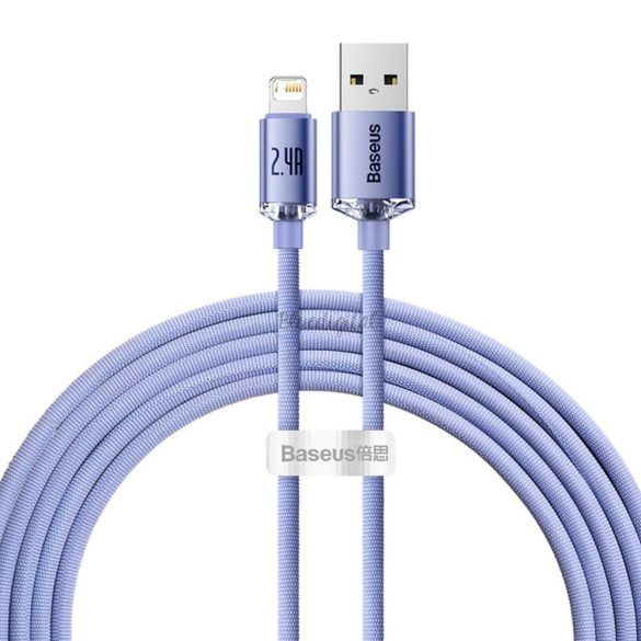 Baseus kábel USB kristály ragyog Iphone lightning 8-pin 2,4a cajy000005 1,2m lila
