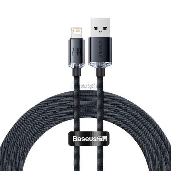 Baseus kábel USB kristály ragyog Iphone lightning 8-pin 2,4a cajy000101 2m fekete