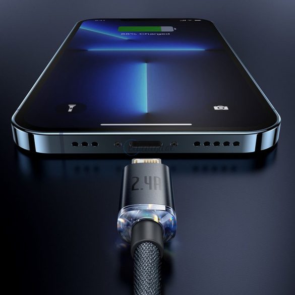 Baseus kábel USB kristály ragyog Iphone lightning 8-pin 2,4a cajy000101 2m fekete