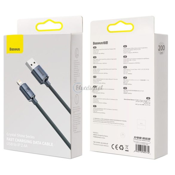 Baseus kábel USB kristály ragyog Iphone lightning 8-pin 2,4a cajy000101 2m fekete