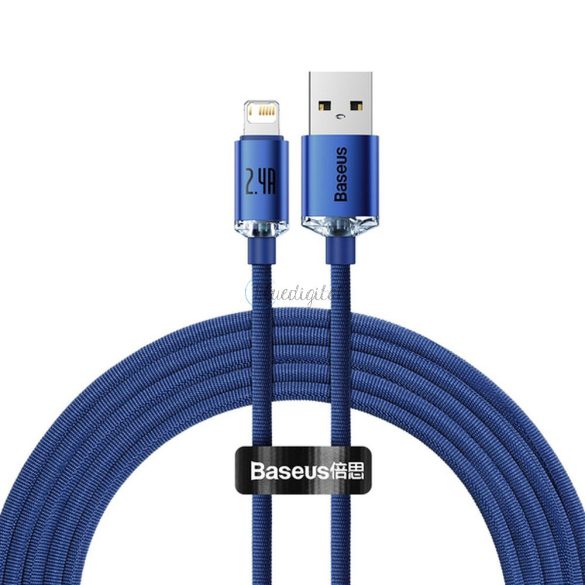 Baseus kábel USB kristály ragyog Iphone lightning 8-pin 2,4a cajy000103 2m kék