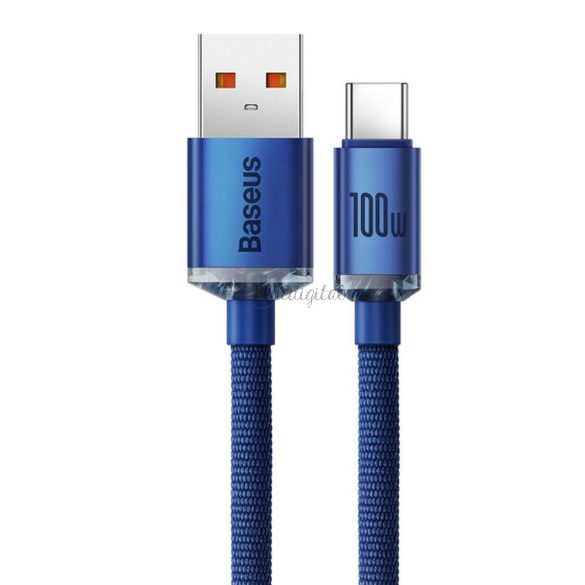 Baseus Cable type-c PD100W áramellátás Cristal Shine Cajy000403 1,2 Blue