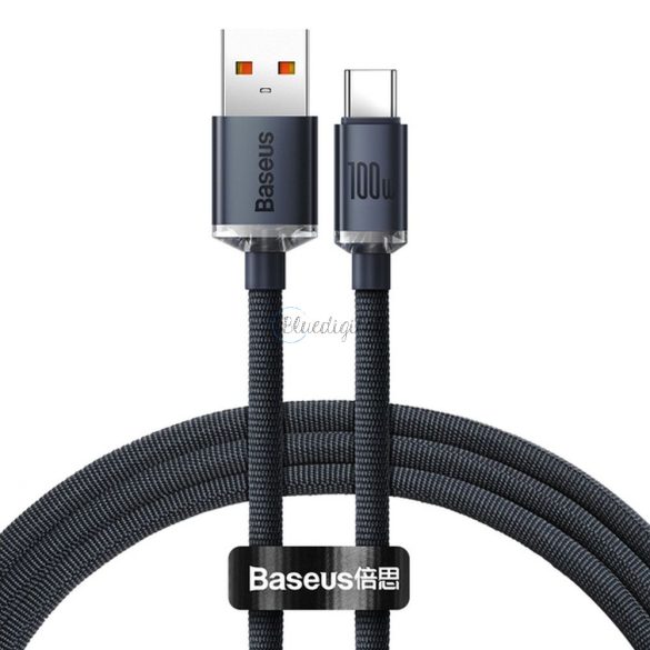 Baseus Cable type-c PD100W áramellátás gyors töltő Crystal Shine Cajy000501 2M fekete