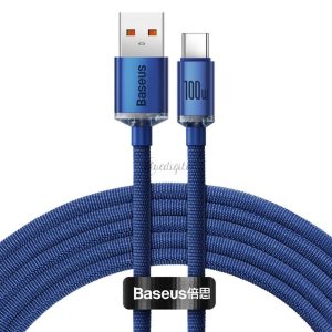 Baseus Cable type-c PD100W  Power Delivery kristály ragyogása cajy000503 2m kék