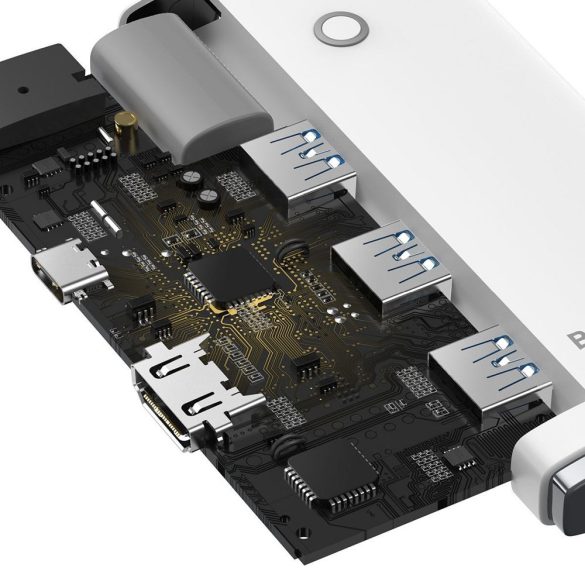 BASEUS Lite Series HUB 5in1 Type-C HDMI + 3xUSB 3.0 + PD fehér WKQX040002
