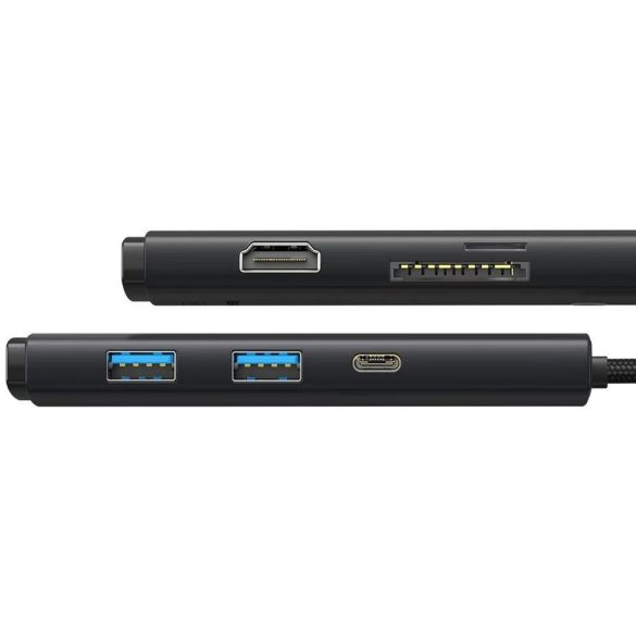 BASEUS Lite Series HUB 6in1 Type-C HDMI + 2xUSB 3.0 + Type C + SD/TF fekete WKQX050001