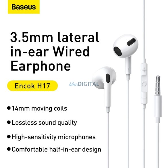BASEUS Encok 3,5 mm-es vezetékes fülhallgató H17 fehér NGCR020002