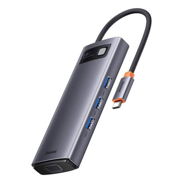 BASEUS HUB Multifunkciós 6in1 Type-C 3x USB3.0 / PD / HDMI / VGA szürke WKWG030013/BS-OH040