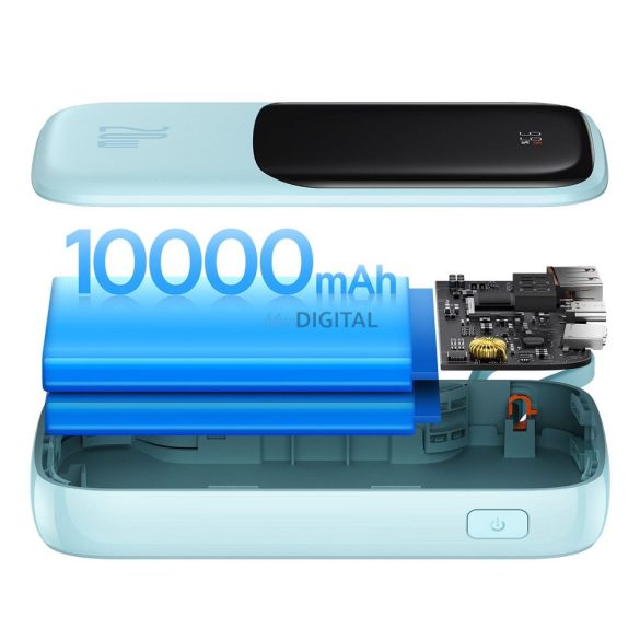 Power Bank BASEUS QPow - 10 000mAh LCD gyorstöltő PD 20W kábellel Lightning 8-pin kék PPQD020003