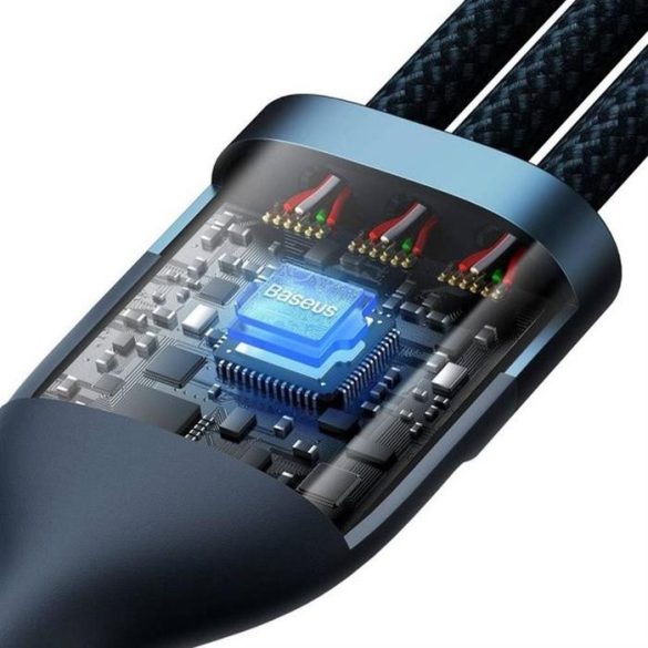 BASEUS kábel 3in1 Flash Series II USB A - Micro + Lightning 8-pin + Type-C 100W 1.2m kék CASS030103