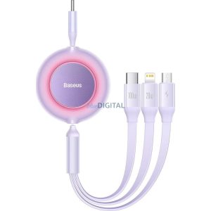 BASEUS kábel 3in1 Type-C kábel Micro USB / Lightning / Type-C PD QC4.0 3,5A 100W CAMJ010205 1,1 m lila