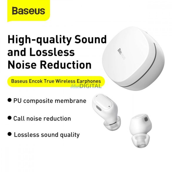 BASEUS Encok True vezeték nélküli fülhallgató WM01 Plus Fehér NGWM010002