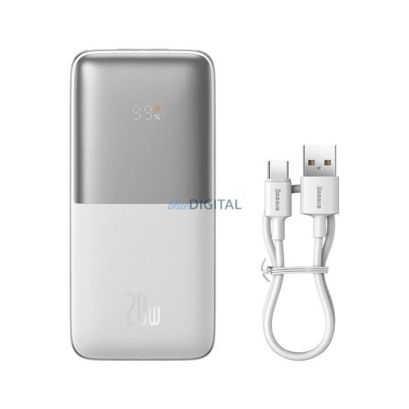 Power Bank BASEUS Bipow Pro Overseas Edition - 10 000mAh Gyorstöltés PD 20W kábellel USB-Type-C PPBD040202 fehér