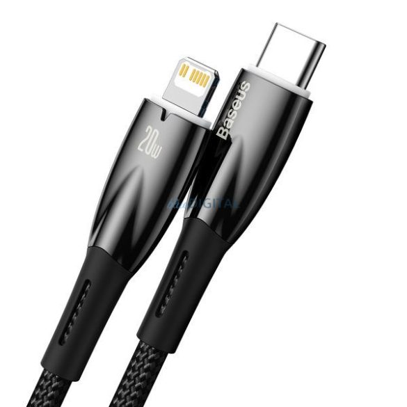 BASEUS Type-C kábel Apple Lightning 8-tűs tápegységhez 20W Glimmer Series CADH000101 2m fekete