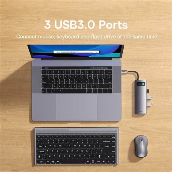 BASEUS HUB Multifunkciós 6in1 Type C 3x USB3.0 / PD / HDMI 4K 60Hz / RJ45 szürke WKWG080013/BS-OH100