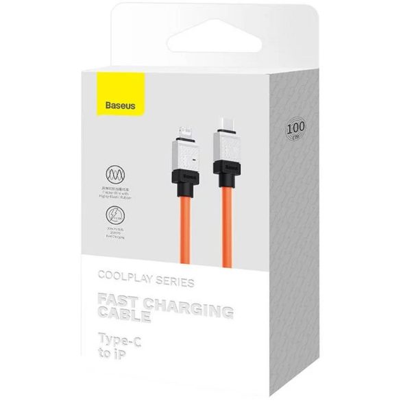 BASEUS kábel Type-C kábel Apple Lightning 8-tűs CoolPlay gyors töltés 20W 1m narancssárga CAKW000007