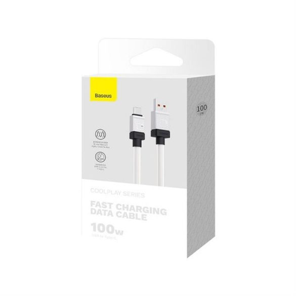 BASEUS kábel USB Type-Cra CoolPlay gyors töltés 100W 1m fehér CAKW000602