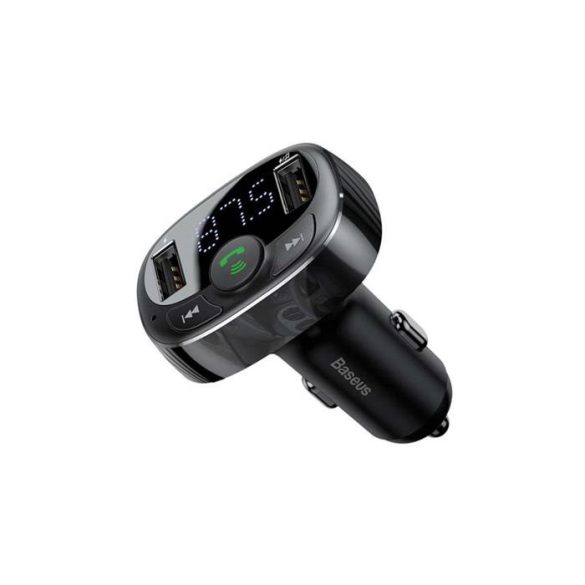 BASEUS autós töltő FM Bluetooth MP3 USB + Type C 36W S-09A fekete CCMT000001