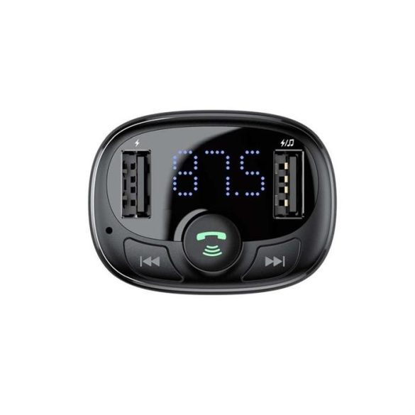 BASEUS autós töltő FM Bluetooth MP3 USB + Type C 36W S-09A fekete CCMT000001