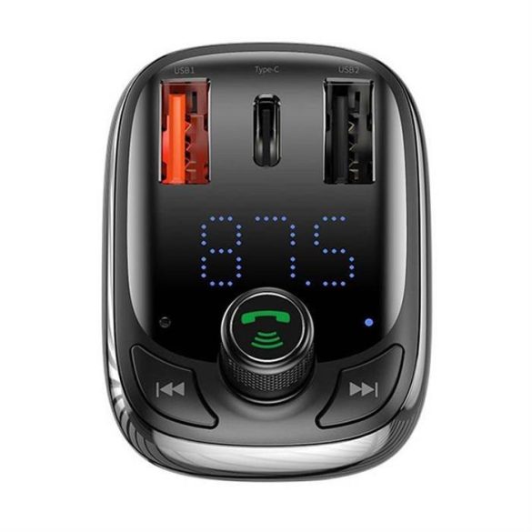 BASEUS autós töltő FM Bluetooth MP3 2 x USB 4,8A S-13 fekete CCMT000101