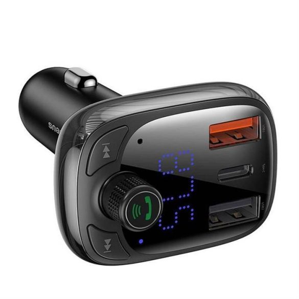 BASEUS autós töltő FM Bluetooth MP3 2 x USB 4,8A S-13 fekete CCMT000101