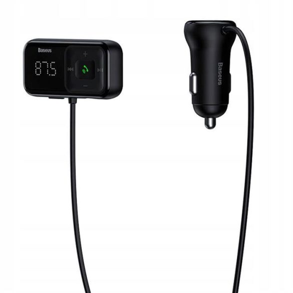 BASEUS adóvevő FM Bluetooth MP3 autós töltővel S-16 2 x USB 3,1A gyorstöltő fekete CCMT000201