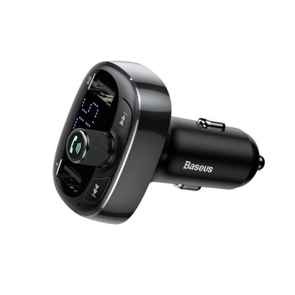 BASEUS autós töltő FM Bluetooth MP3 2 x USB 4,8A S-09 fekete CCMT000301