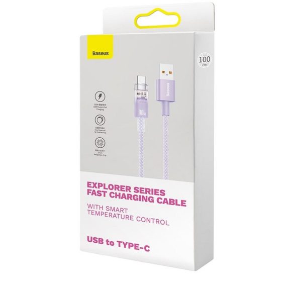 BASEUS kábel USB-Type-C Power Delivery Explorer 100W 2m lila CATS010505