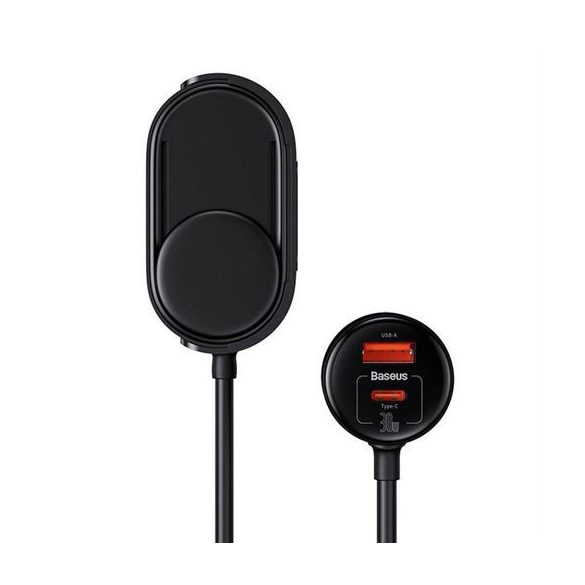 Baseus autós töltő 1xUSB-A és 1xUSB-C csatlakozással és 2x szivargyújtó elosztó PD 5A 30W - fekete