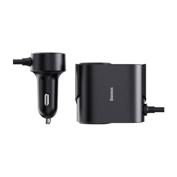 Baseus autós töltő 1xUSB-A és 1xUSB-C csatlakozással és 2x szivargyújtó elosztó PD 5A 30W - fekete