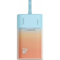  Baseus Popsicle powerbank beépített Lightning kábellel + Type-C - Type-C kábellel 5200mAh 20W 2.4A QC PD - kék-narancsárga