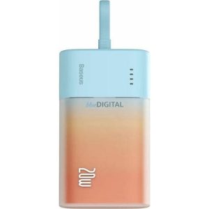 Baseus Popsicle powerbank beépített Lightning kábellel + Type-C - Type-C kábellel 5200mAh 20W 2.4A QC PD - kék-narancsárga