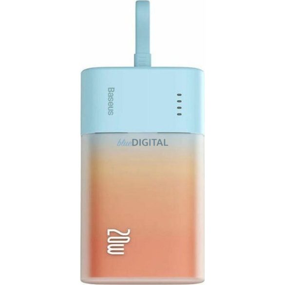 Baseus Popsicle powerbank beépített Lightning kábellel + Type-C - Type-C kábellel 5200mAh 20W 2.4A QC PD - kék-narancsárga