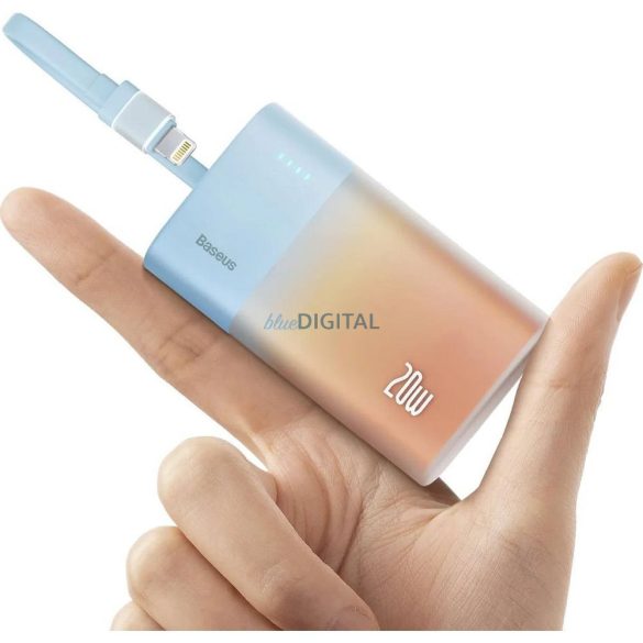 Baseus Popsicle powerbank beépített Lightning kábellel + Type-C - Type-C kábellel 5200mAh 20W 2.4A QC PD - kék-narancsárga