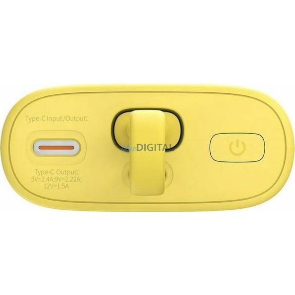 Baseus Popsicle powerbank beépített Lightning kábellel + Type-C - Type-C kábellel 5200mAh 20W 2.4A QC PD - sárga-rózsaszín