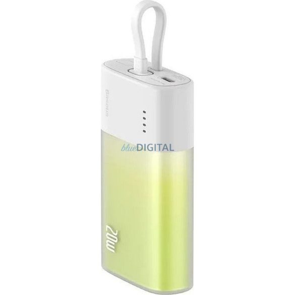 Baseus Popsicle powerbank beépített Lightning kábellel + Type-C - Type-C kábellel 5200mAh 20W 2.4A QC PD - fehér-zöld